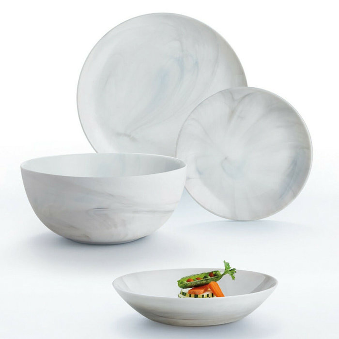 Metro Lane Ironton Tempered Glass Dinnerware Set of 19 & Reviews